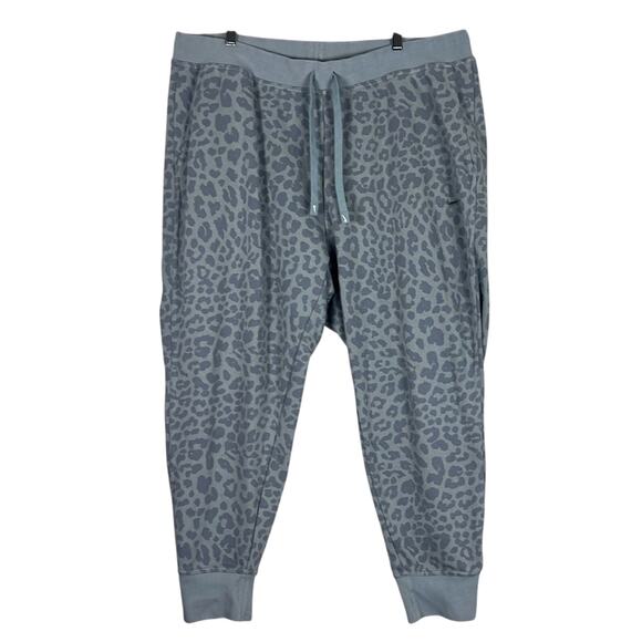 Nike Jogger Sweatpants Womens 2X Gray Cheetah Print Cuffed Lounge Athleisure - Picture 2 of 8